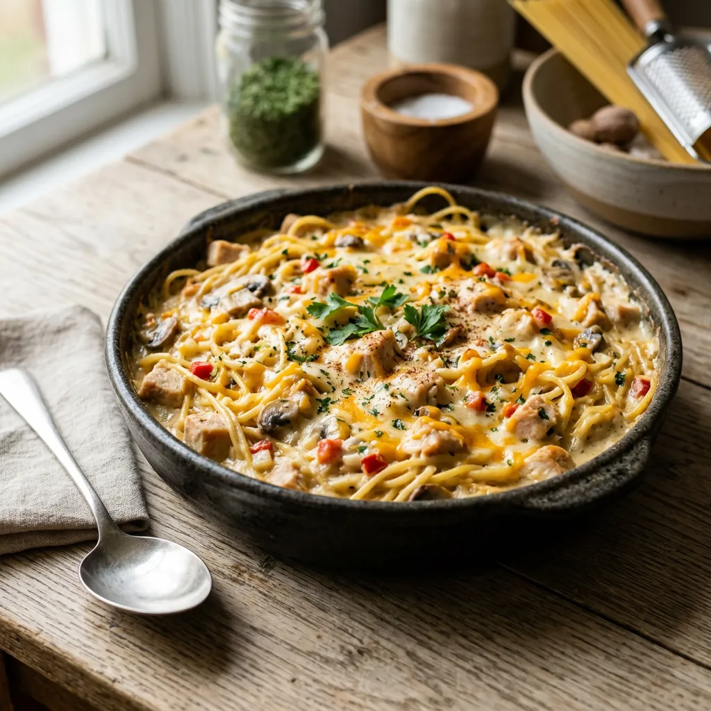 Easy Crock Pot Turkey Tetrazzini
