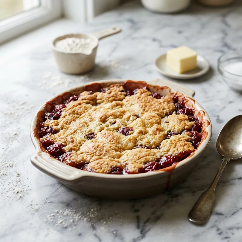 Finished Easy Fruit Cobbler dish