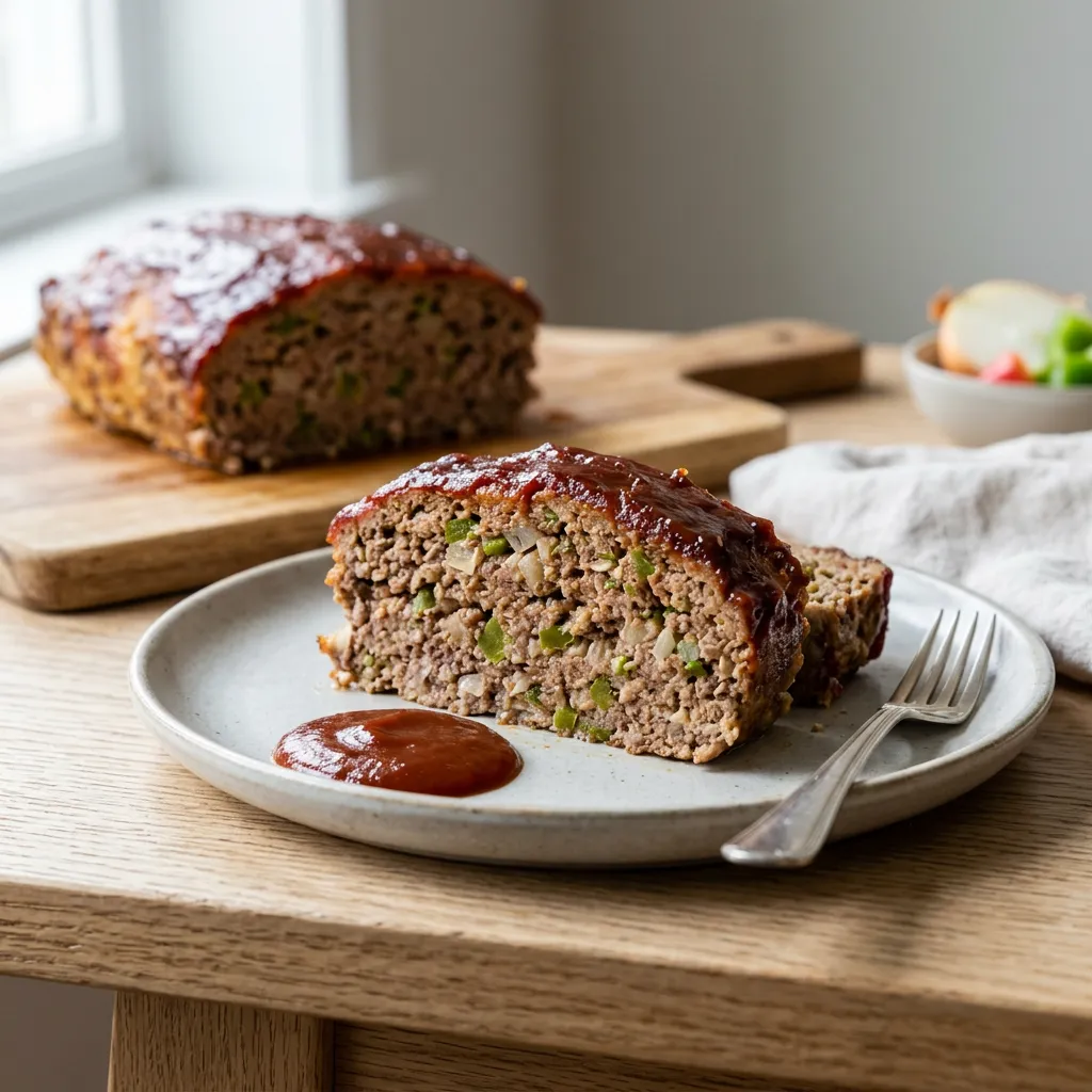 Finished Easy Gluten-Free Meatloaf dish