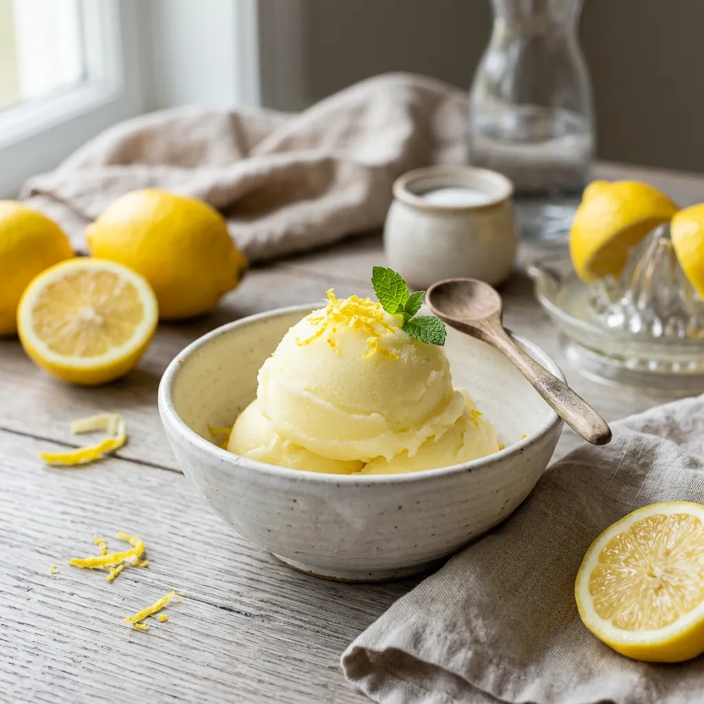 Easy Lemon Sorbet With Fresh Lemon Zest Recipe