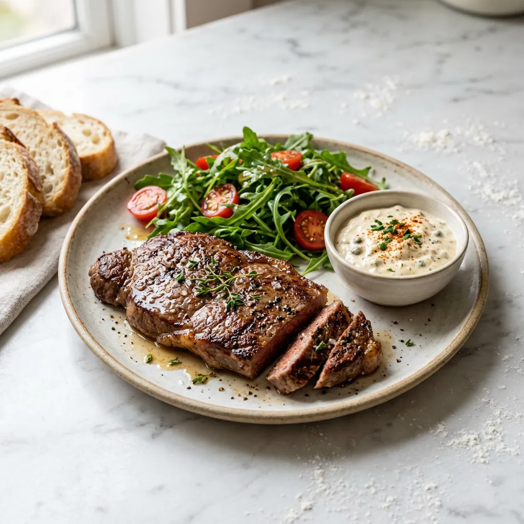 Finished Easy Minute Steak Meal dish