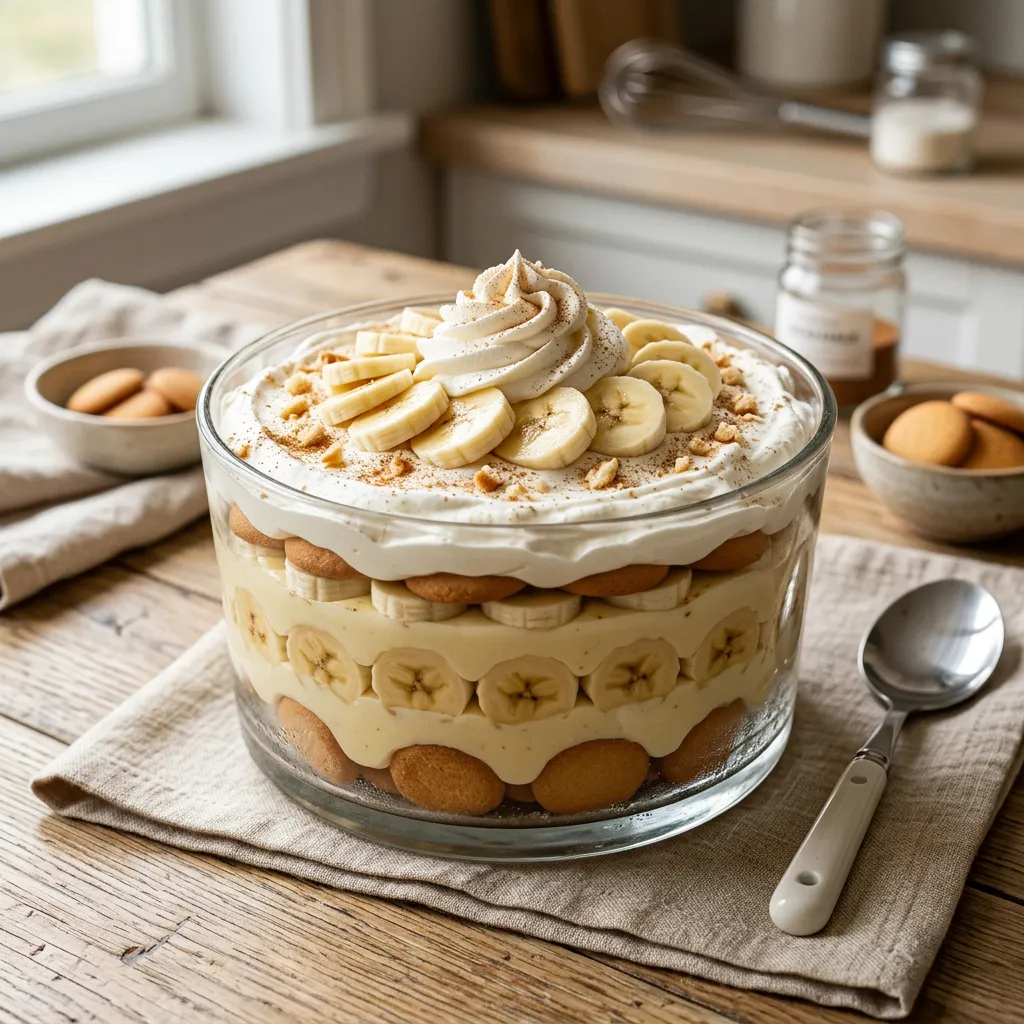 Finished Easy No-Bake Banana Pudding dish