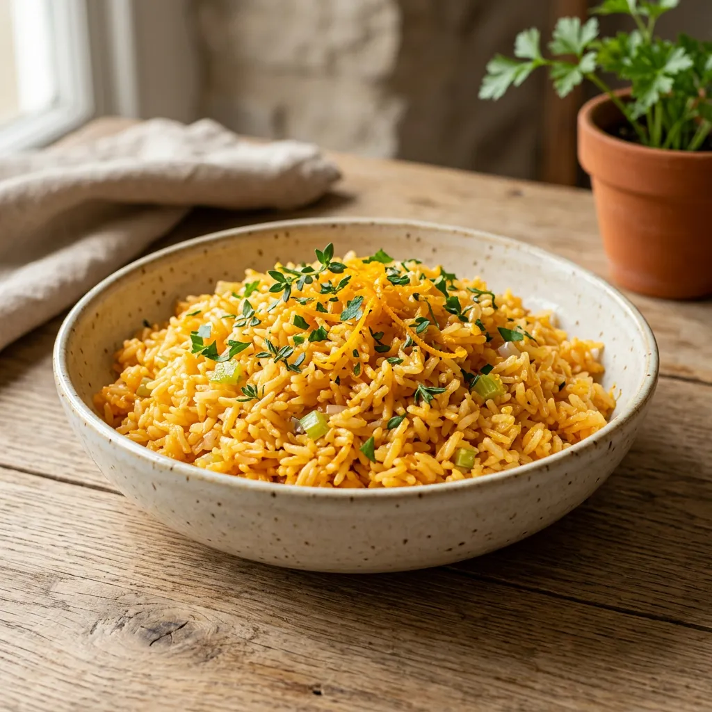 Finished Easy Orange Rice dish