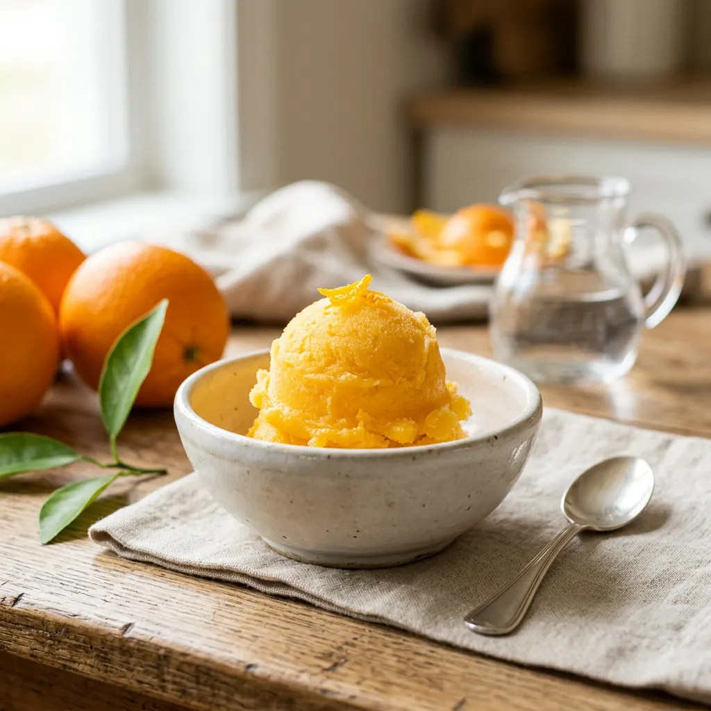 Finished Easy Orange Sorbet Recipe dish