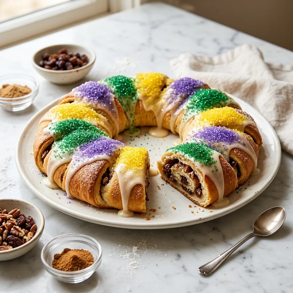 Easy Recipe for Mardi Gras King Cake