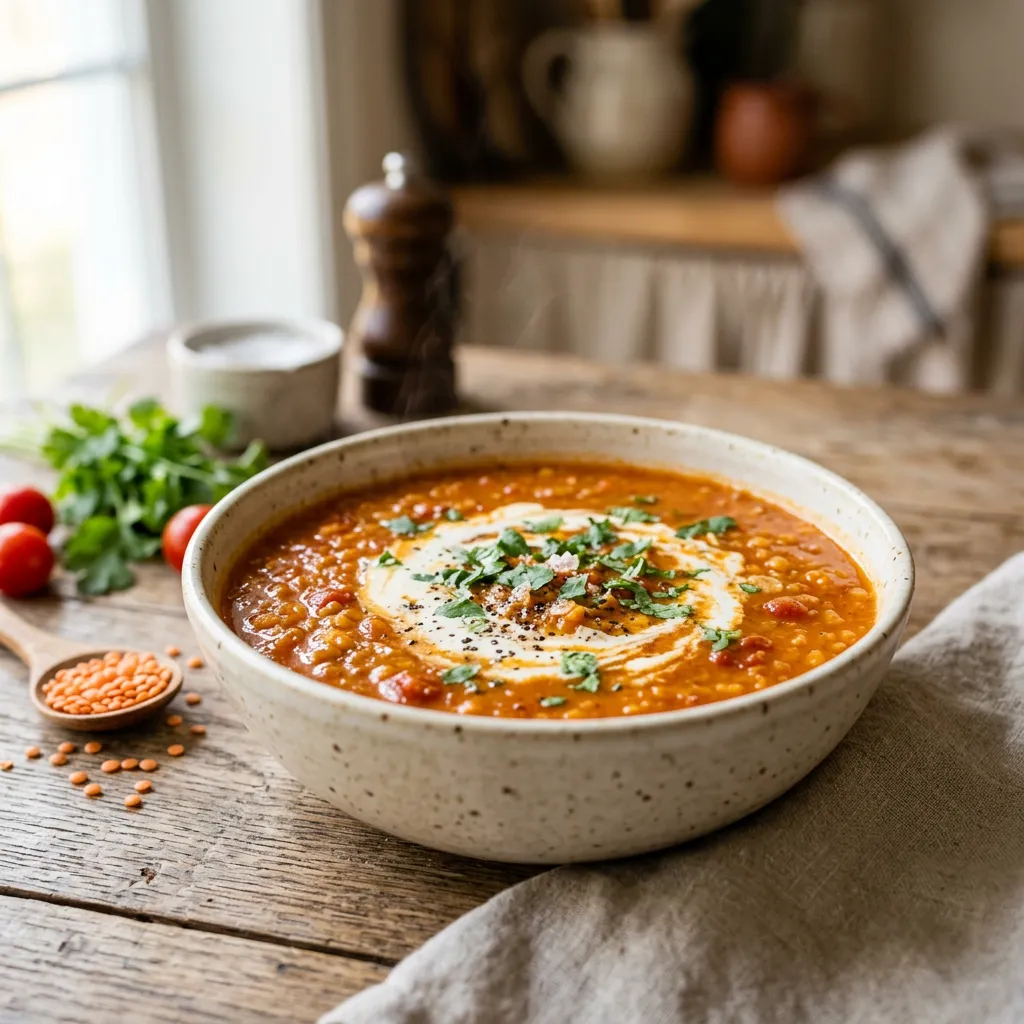 Easy Red Lentil and Tomato Soup