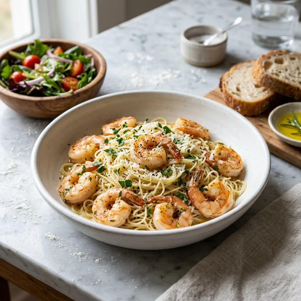 Easy Shrimp With Angel Hair Pasta