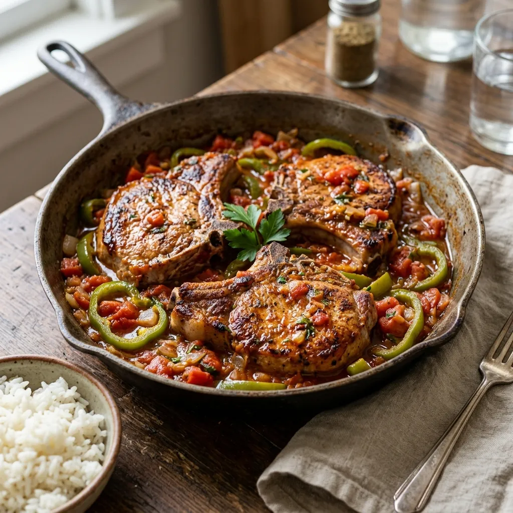 Easy Skillet Pork Chops With Tomatoes