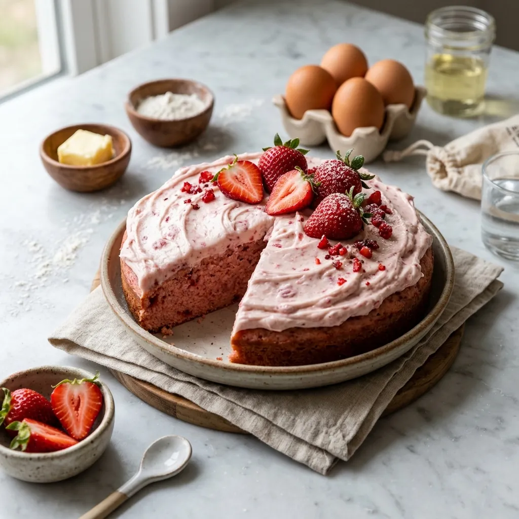 Easy Strawberry Cake With Cream Cheese Frosting