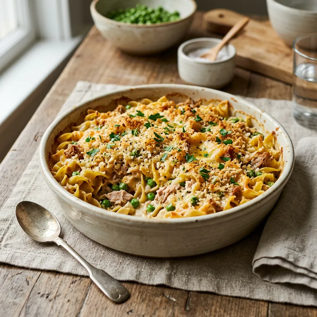 Easy Tuna Noodle Casserole With Cheddar Cheese