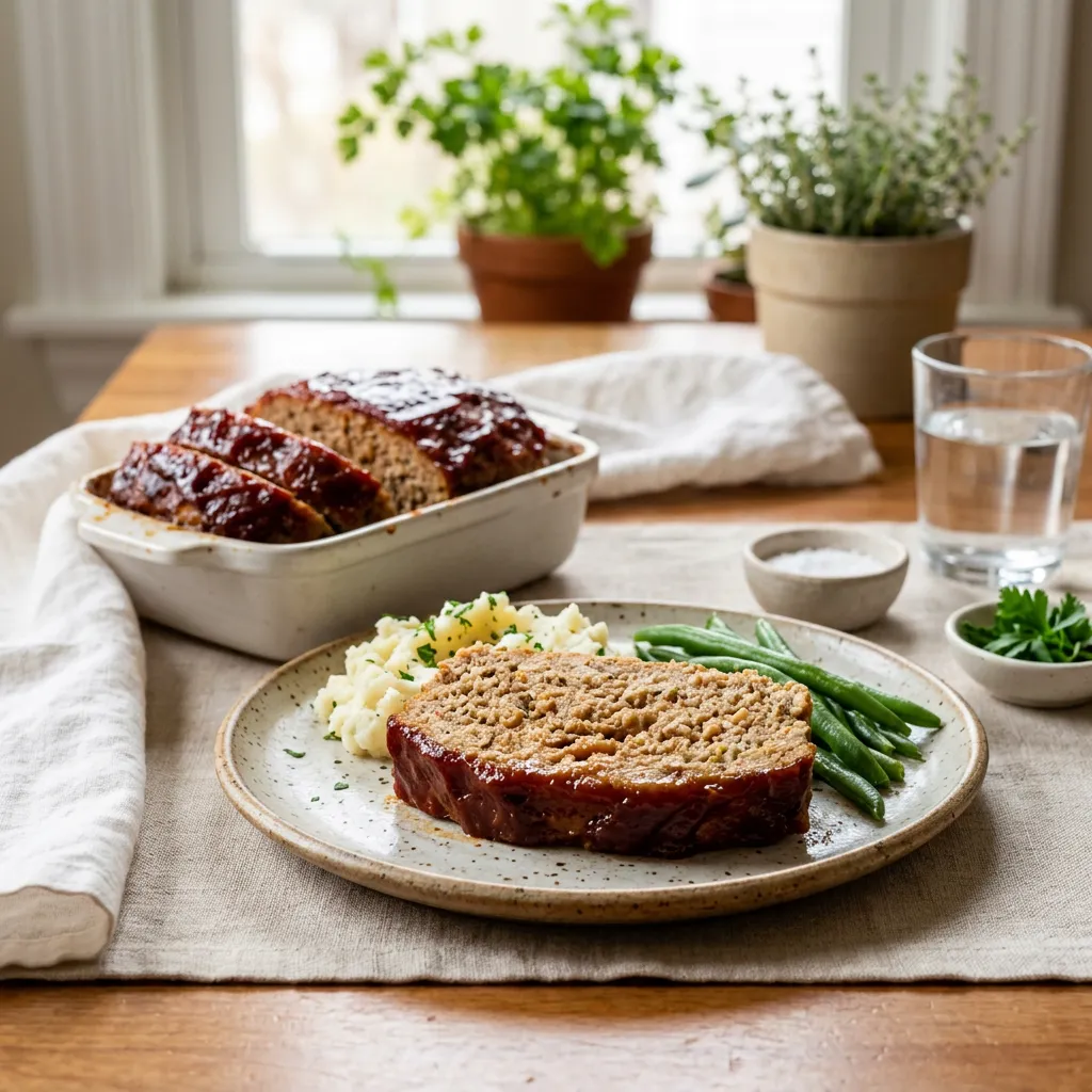 Finished Easy Turkey Meatloaf dish