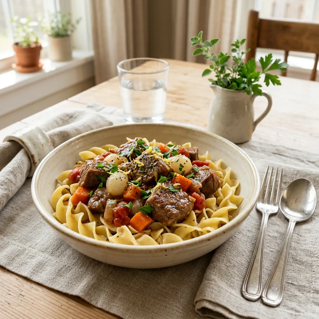 Easy Veal Stew With Egg Noodles