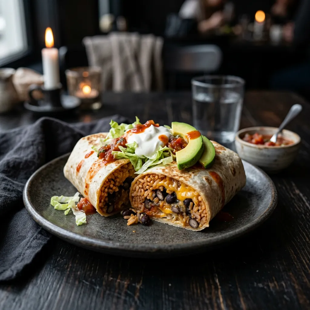 Easy Vegetarian Rice and Bean Burrito