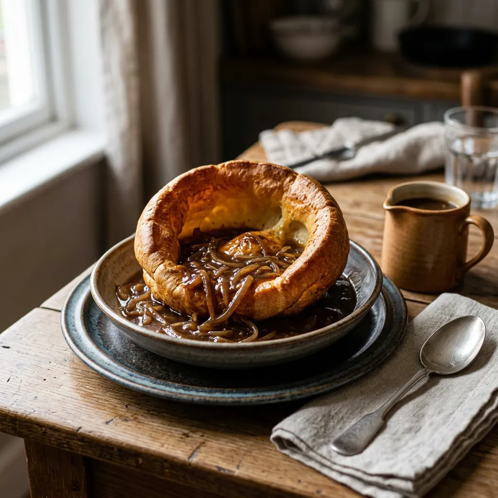 Easy Yorkshire Pudding and Rich Onion Gravy