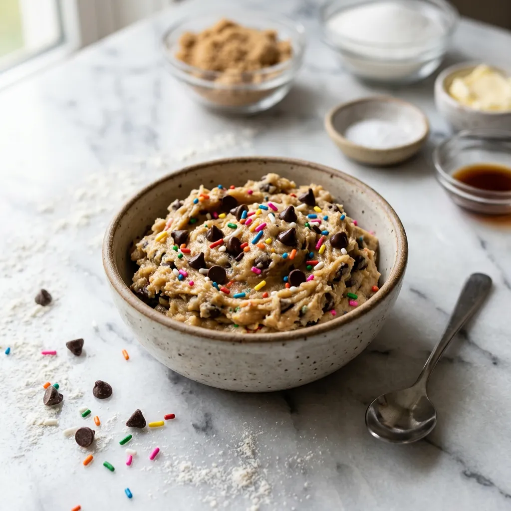 Finished Edible Cookie Dough for One (Eggless) dish