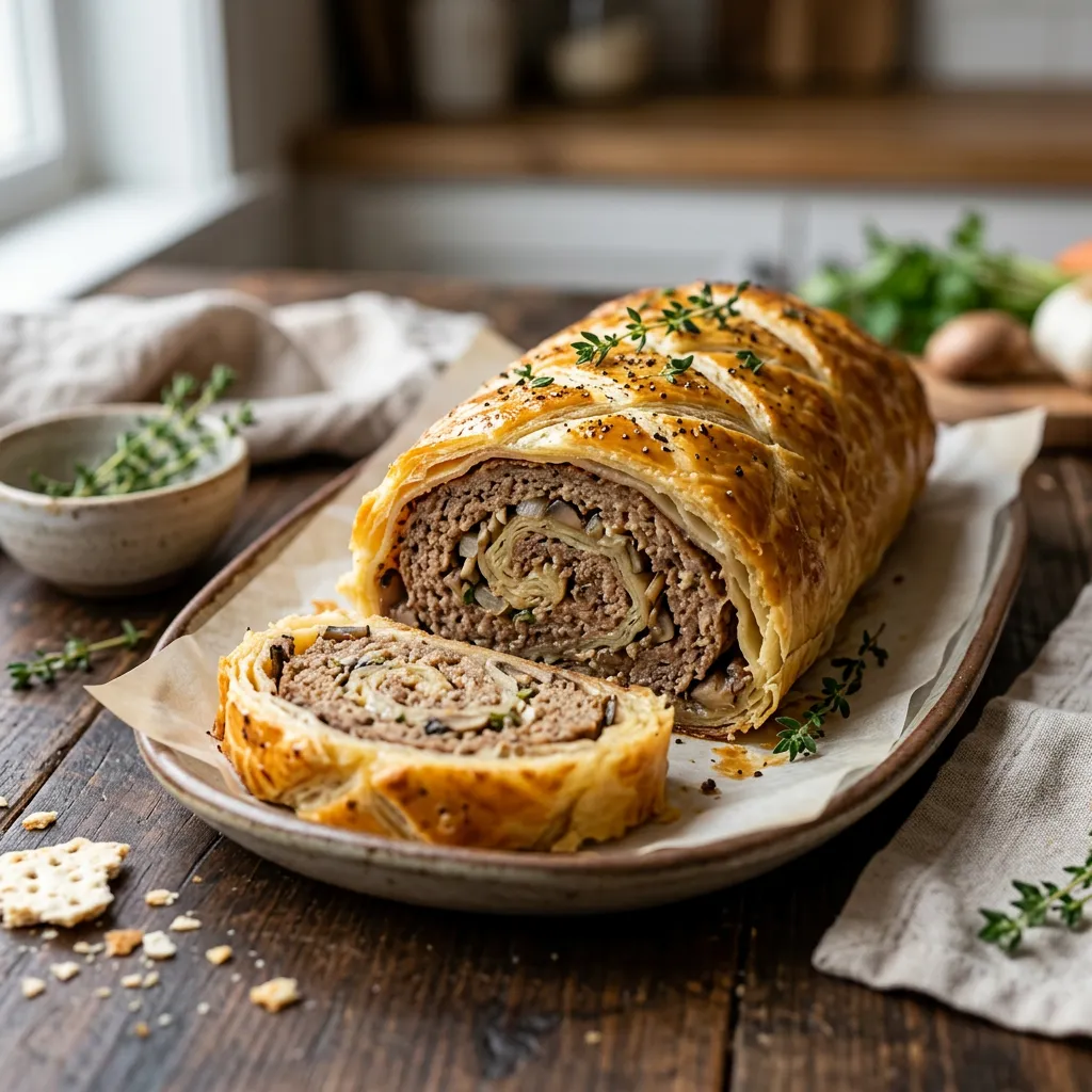 Elegant Beef and Turkey Meatloaf in Puff Pastry