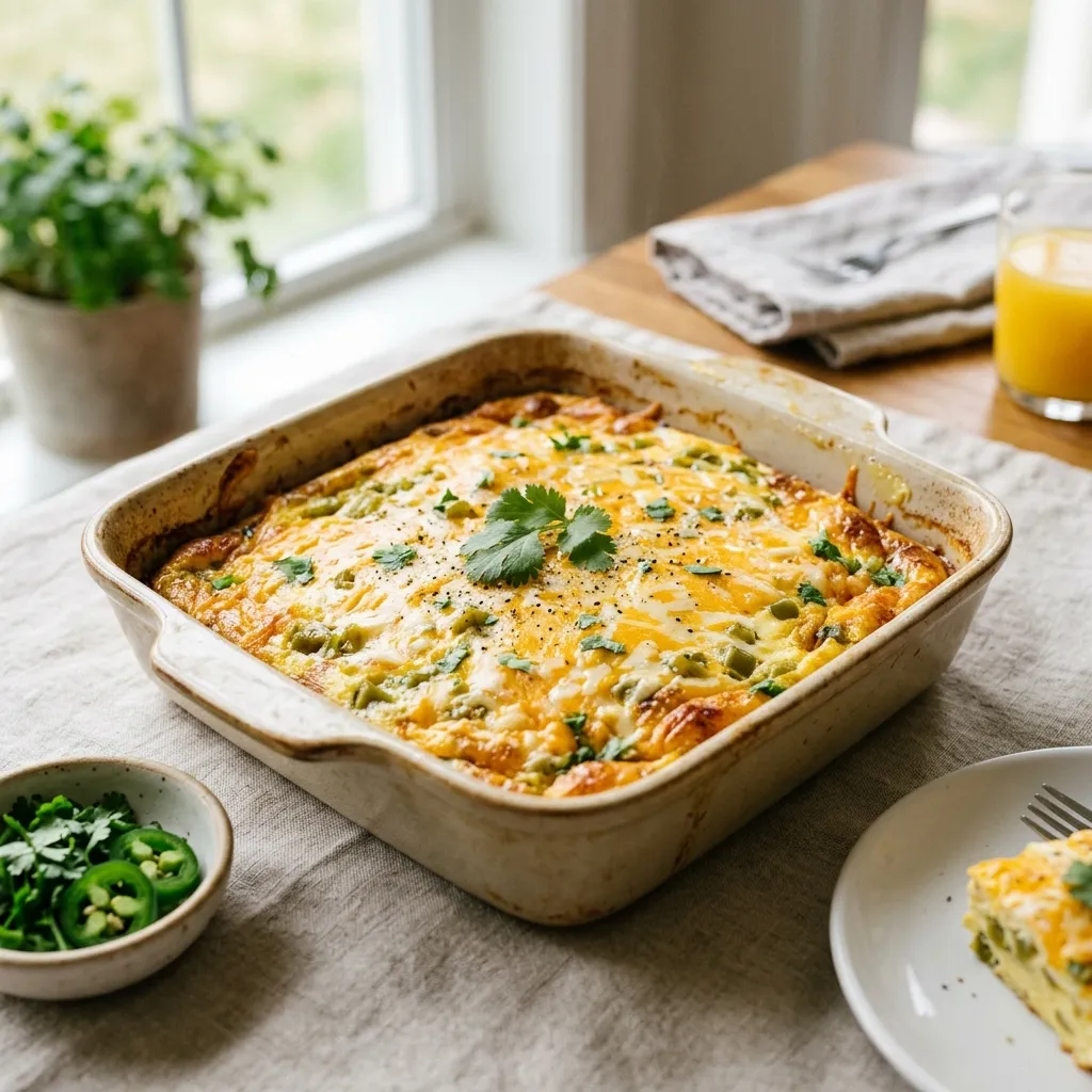 Fiesta Egg Casserole With Peppers and Cheese