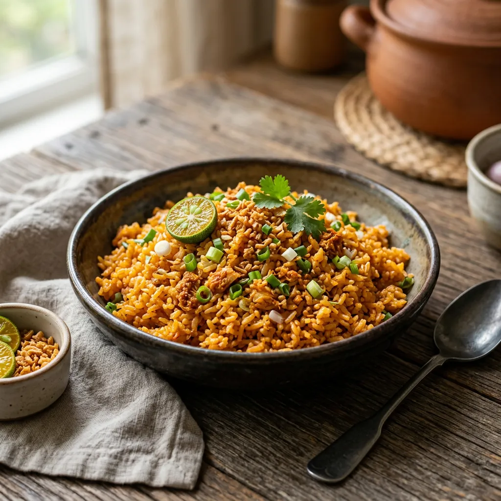 Filipino Garlic Fried Rice With Crab Paste