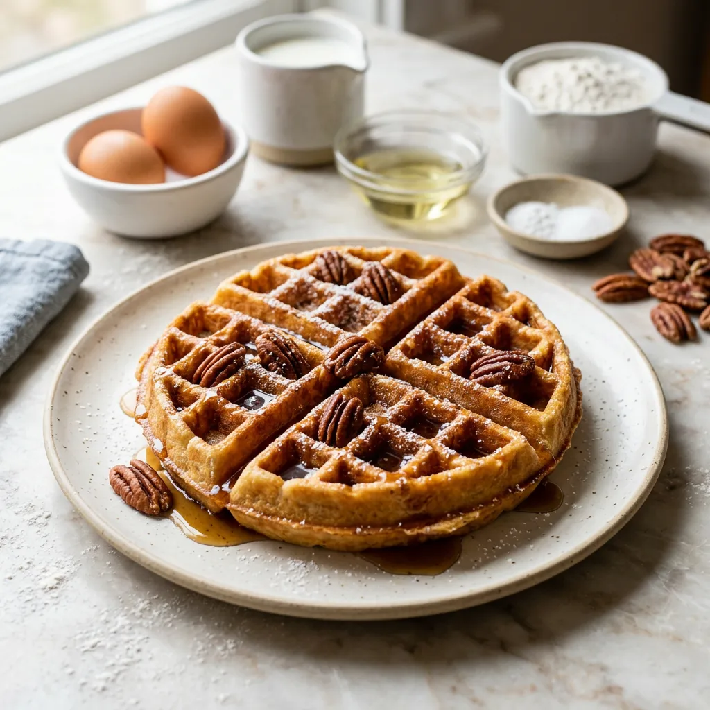 Fluffy Pecan Waffles