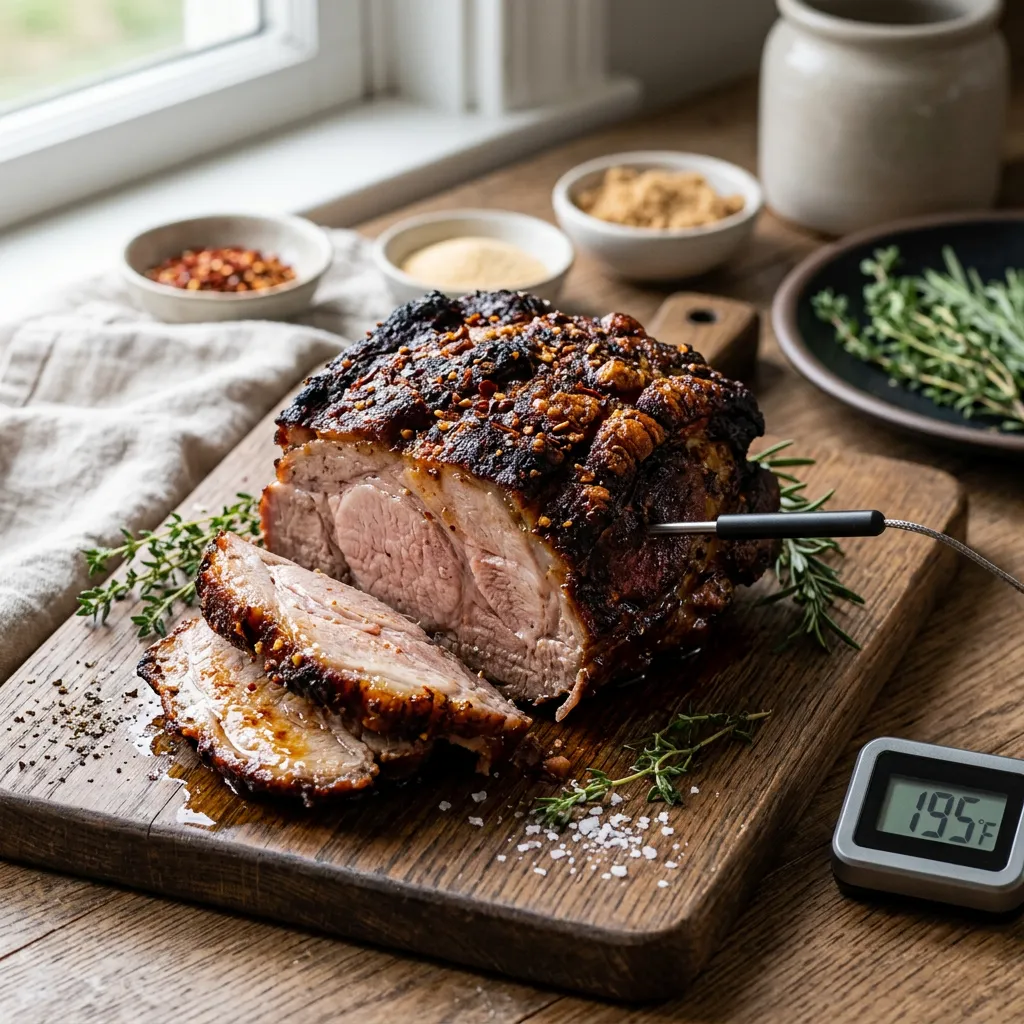 Finished Foolproof Slow-Roasted Pork Shoulder dish