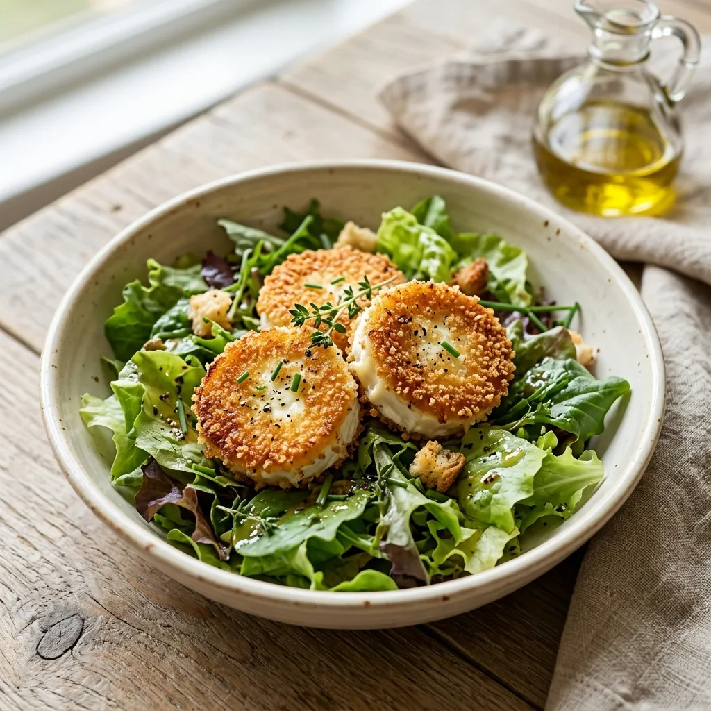 French Bistro Salad With Warm Goat Cheese Croutes