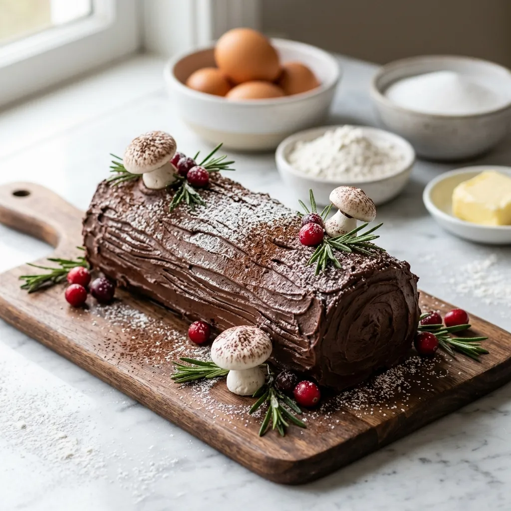 French Chocolate Bûche de Noël (Yule Log) Cake