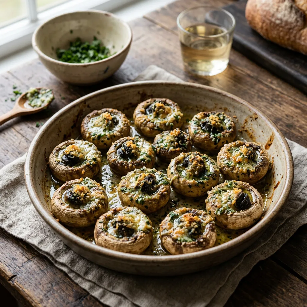 French Escargot-Stuffed Mushrooms