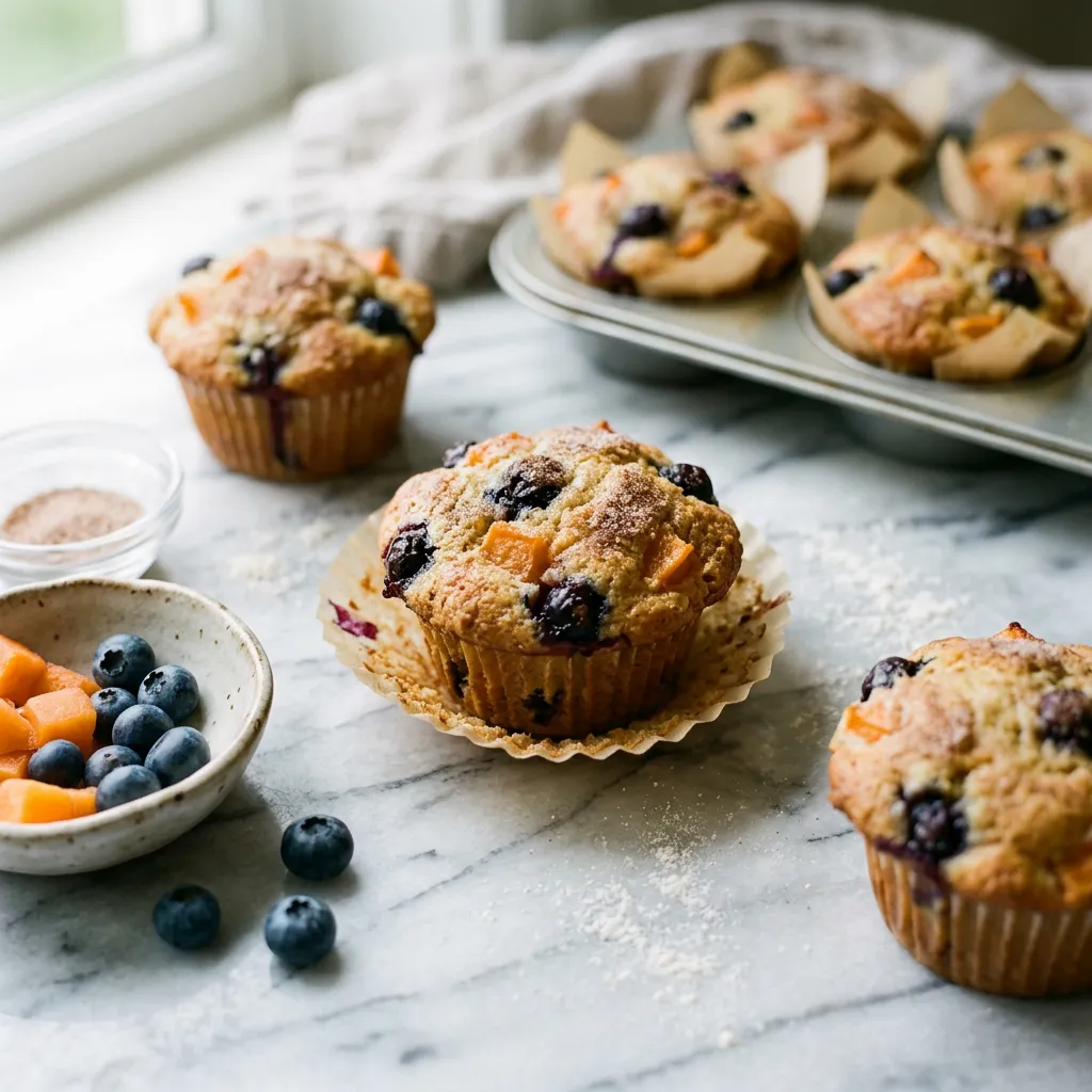 Fresh Apricot Muffins With Blueberries Recipe