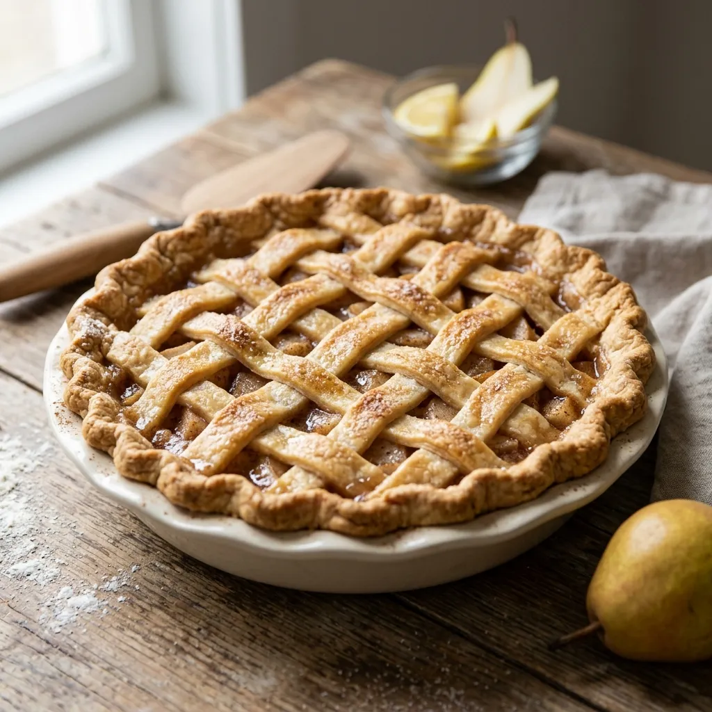 Fresh Pear Pie With a Lattice Top Crust