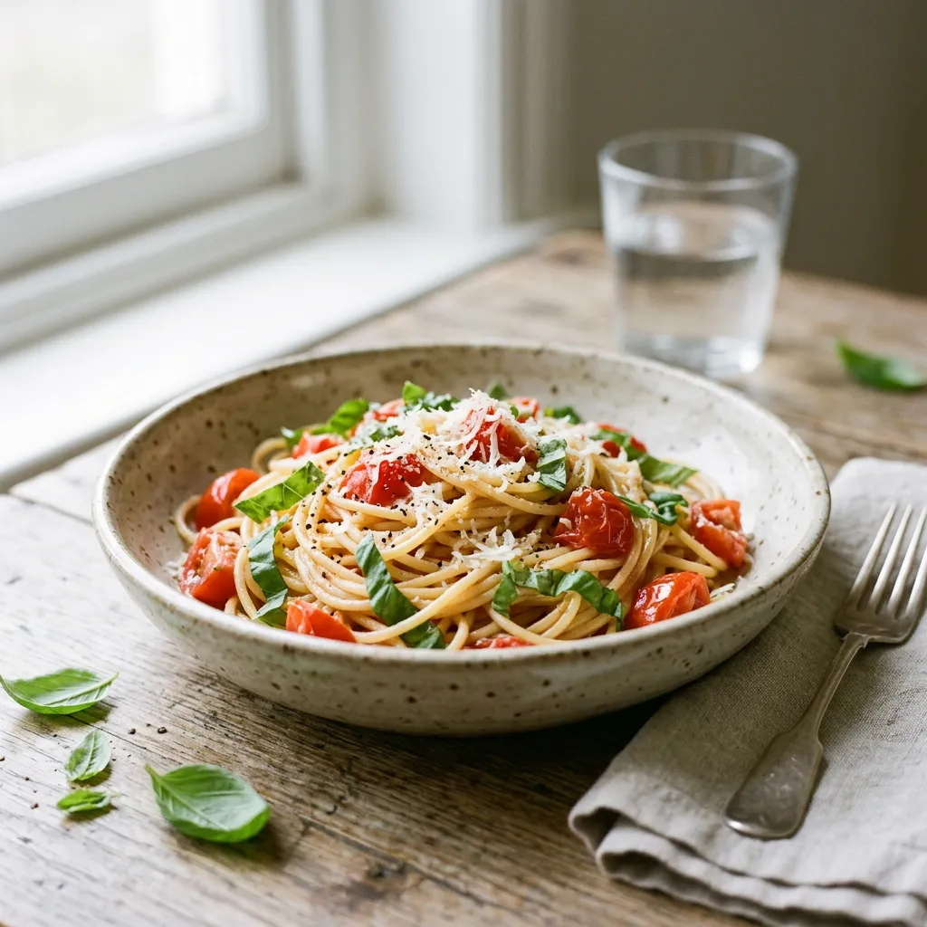 Fresh Tomato Pasta with Basil