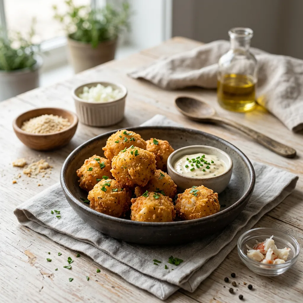 Finished Fried Crab Balls dish
