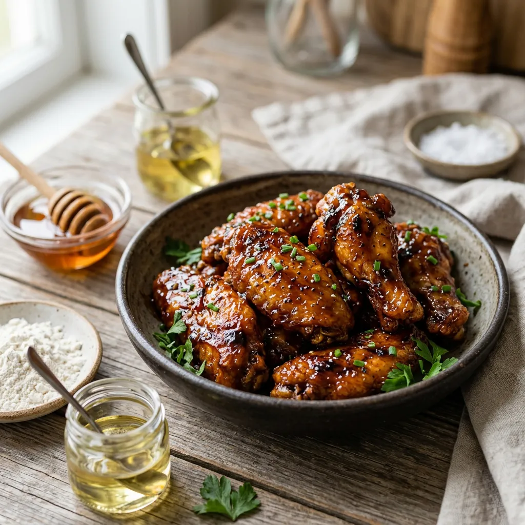 Fried Honey-Barbecue Chicken Wings