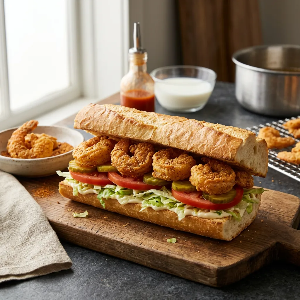 Fried Shrimp Po' Boy Sandwiches