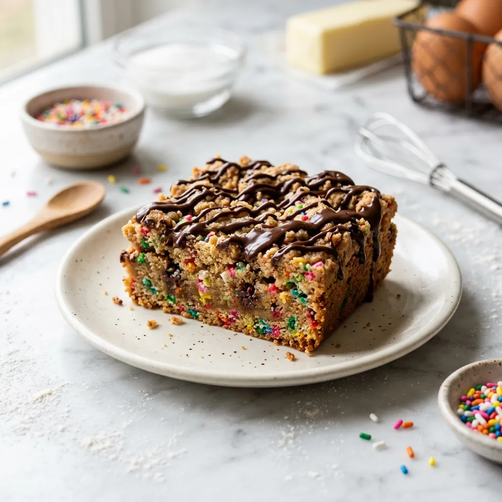 Funfetti Cake Bars With Chocolate Glaze