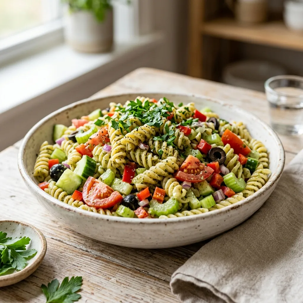 Garden Pesto Pasta Salad With Rotini