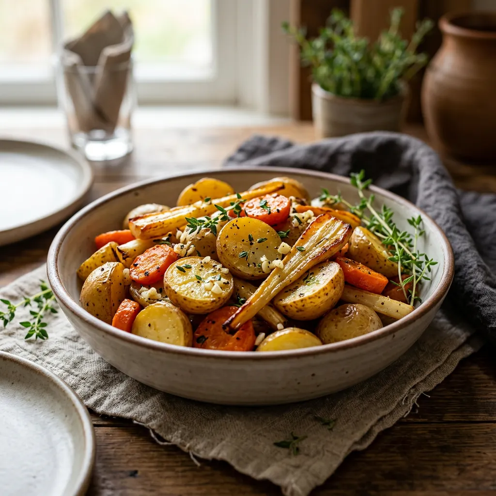 Garlic and Thyme Roasted Spring Vegetables