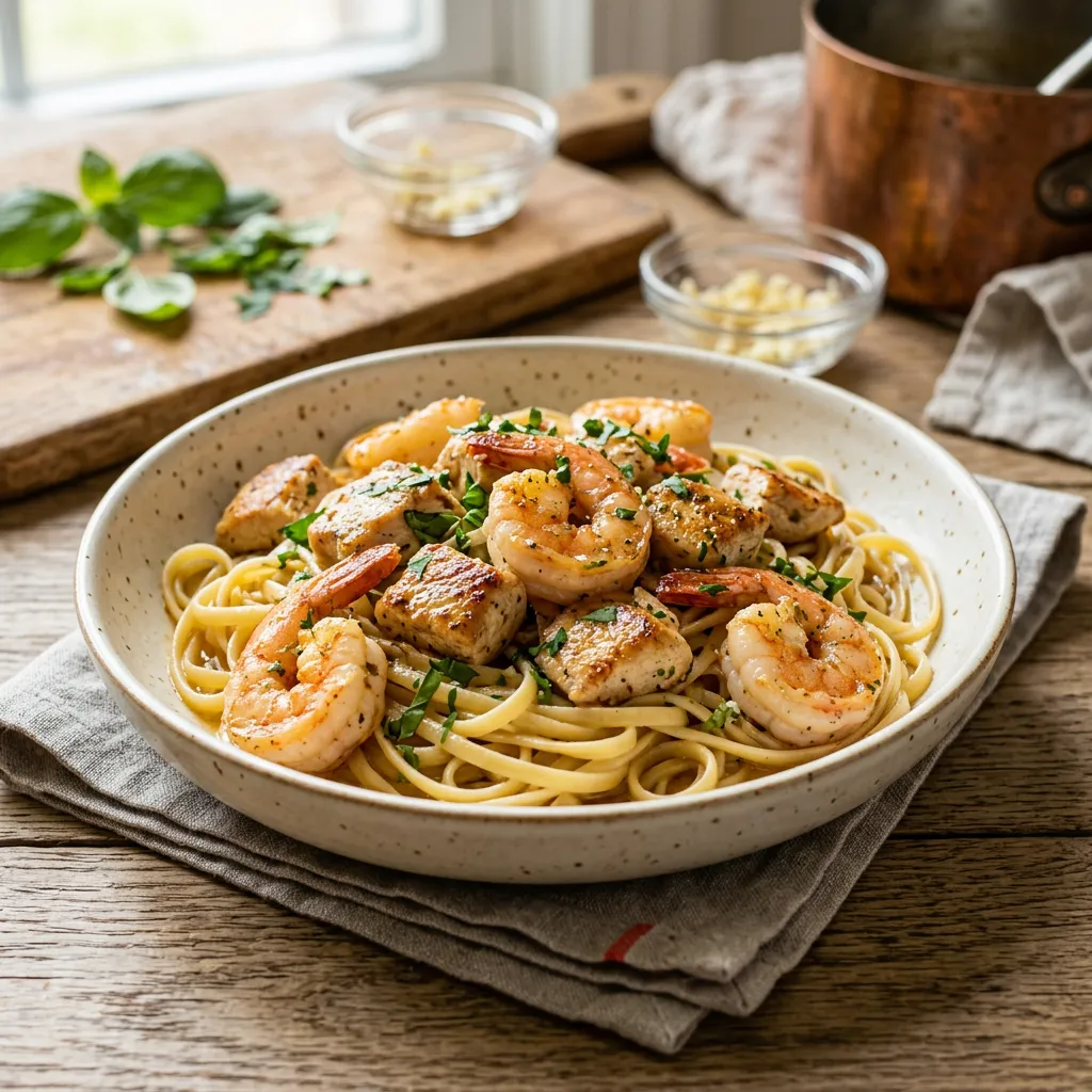 Finished Garlic Chicken and Shrimp dish