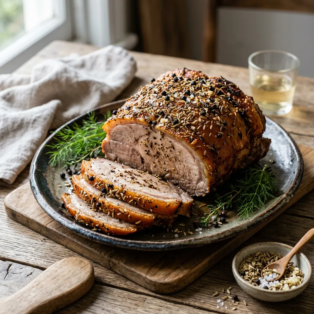 Garlic-Fennel Rotisserie Pork Leg