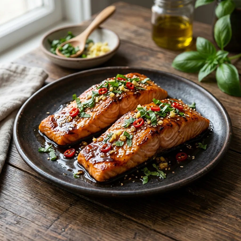 Garlic Ginger Basil Salmon Recipe