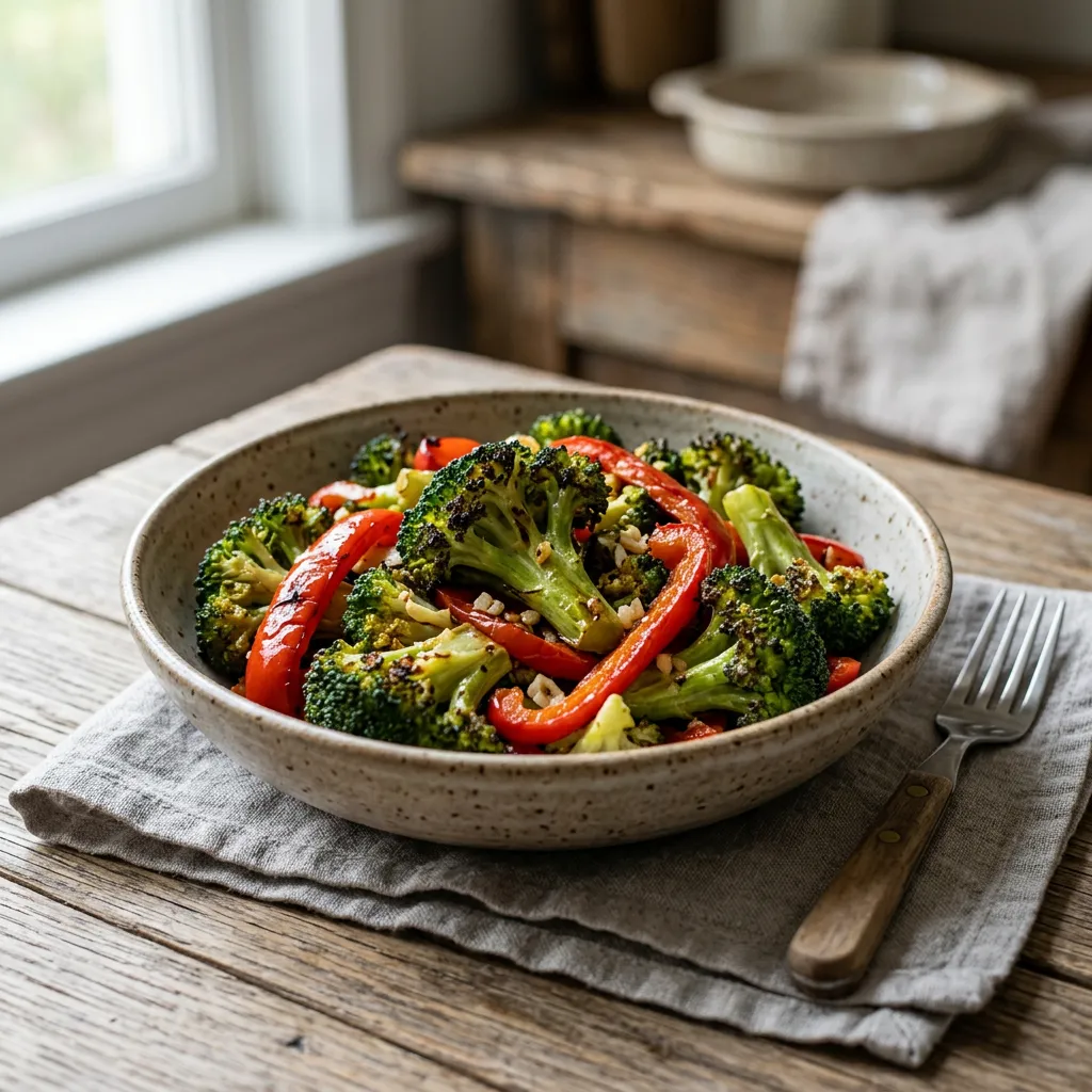 Garlic Roasted Broccoli and Red Peppers