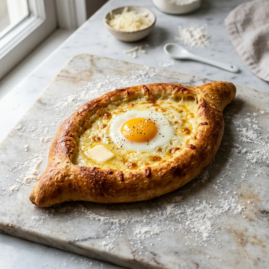Georgian Cheese Bread Recipe - Acharuli Khachapuri