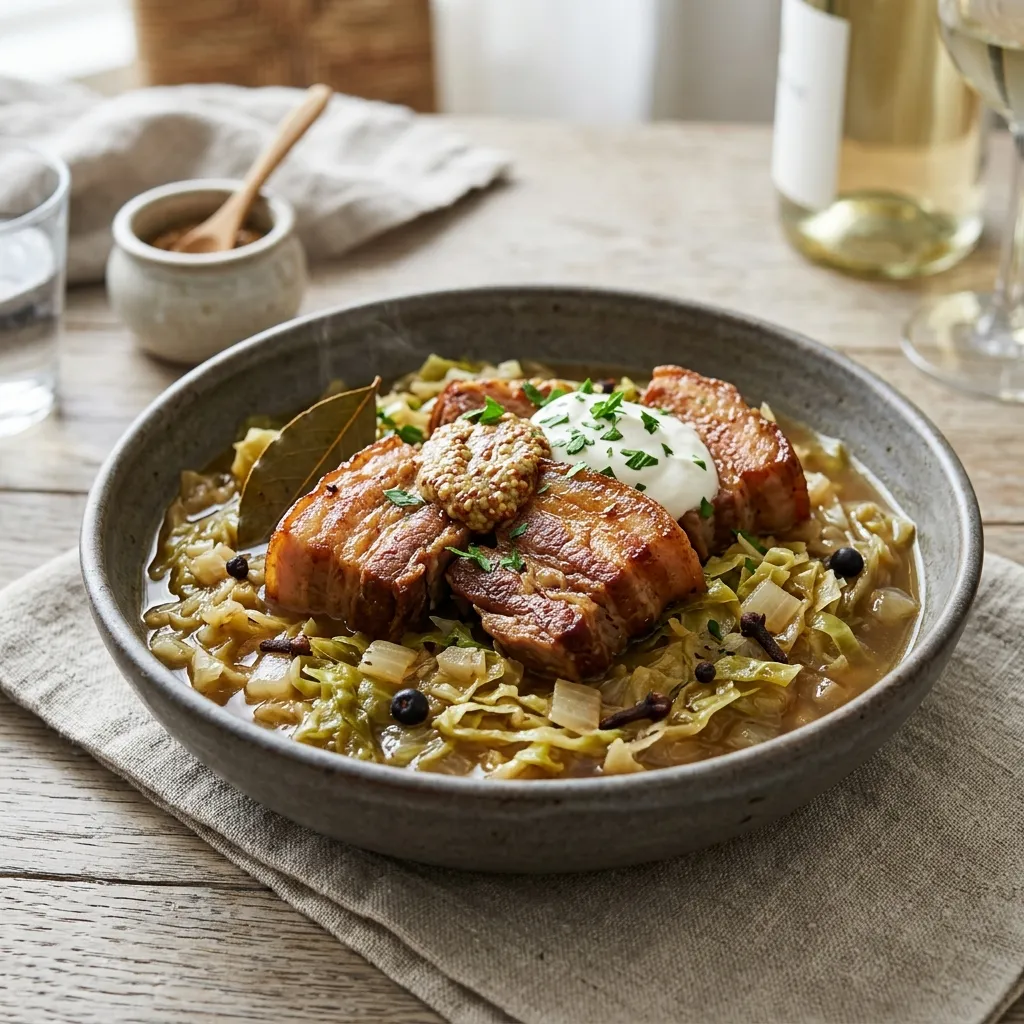German Braised Pork & Cabbage - Schweinefleisch und Kohl