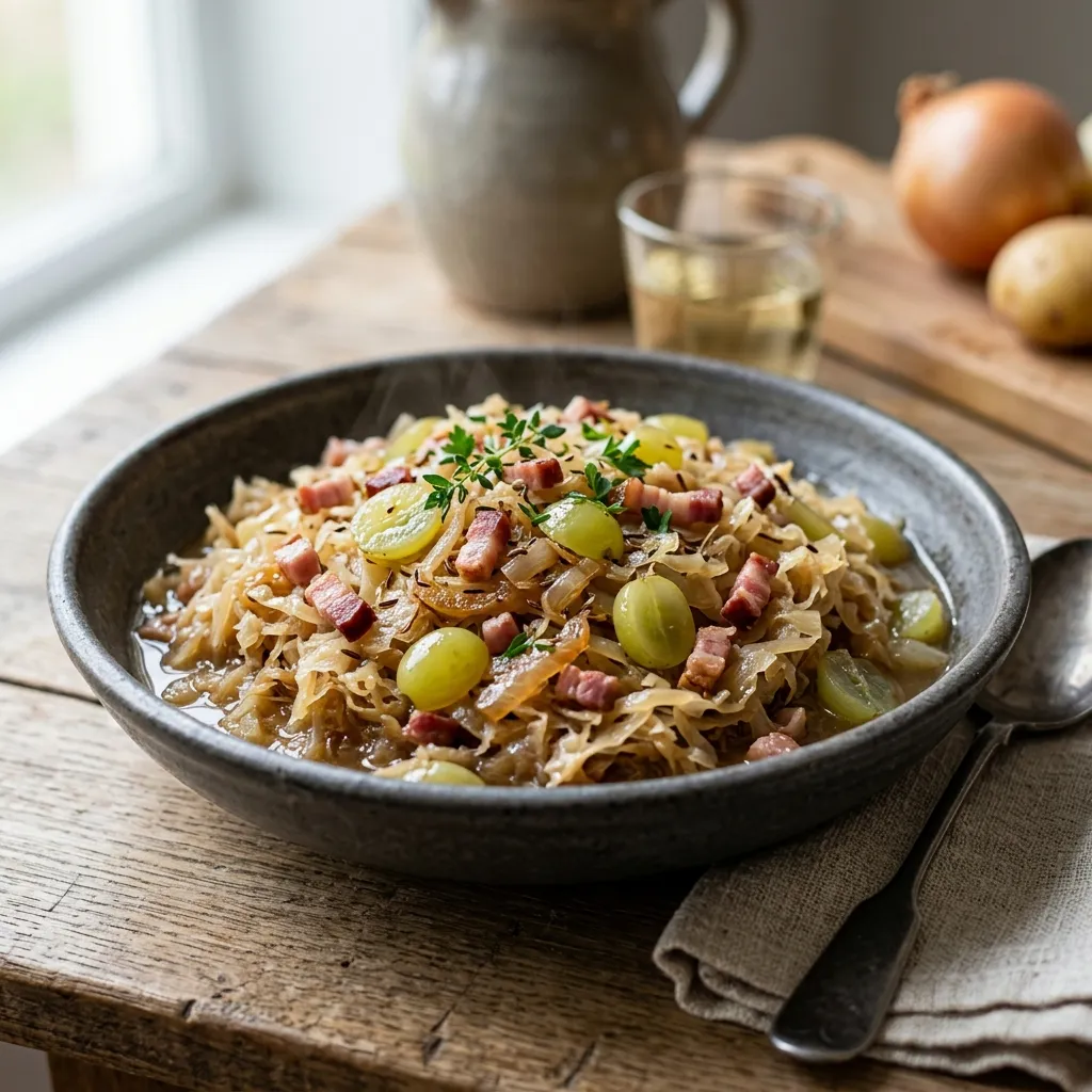German Sauerkraut Cooked With Wine (Weinkraut)