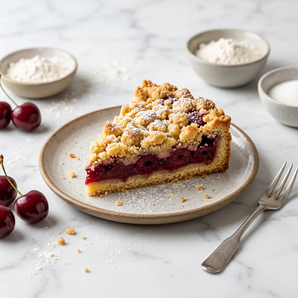 German Streusel Cake With Cherries