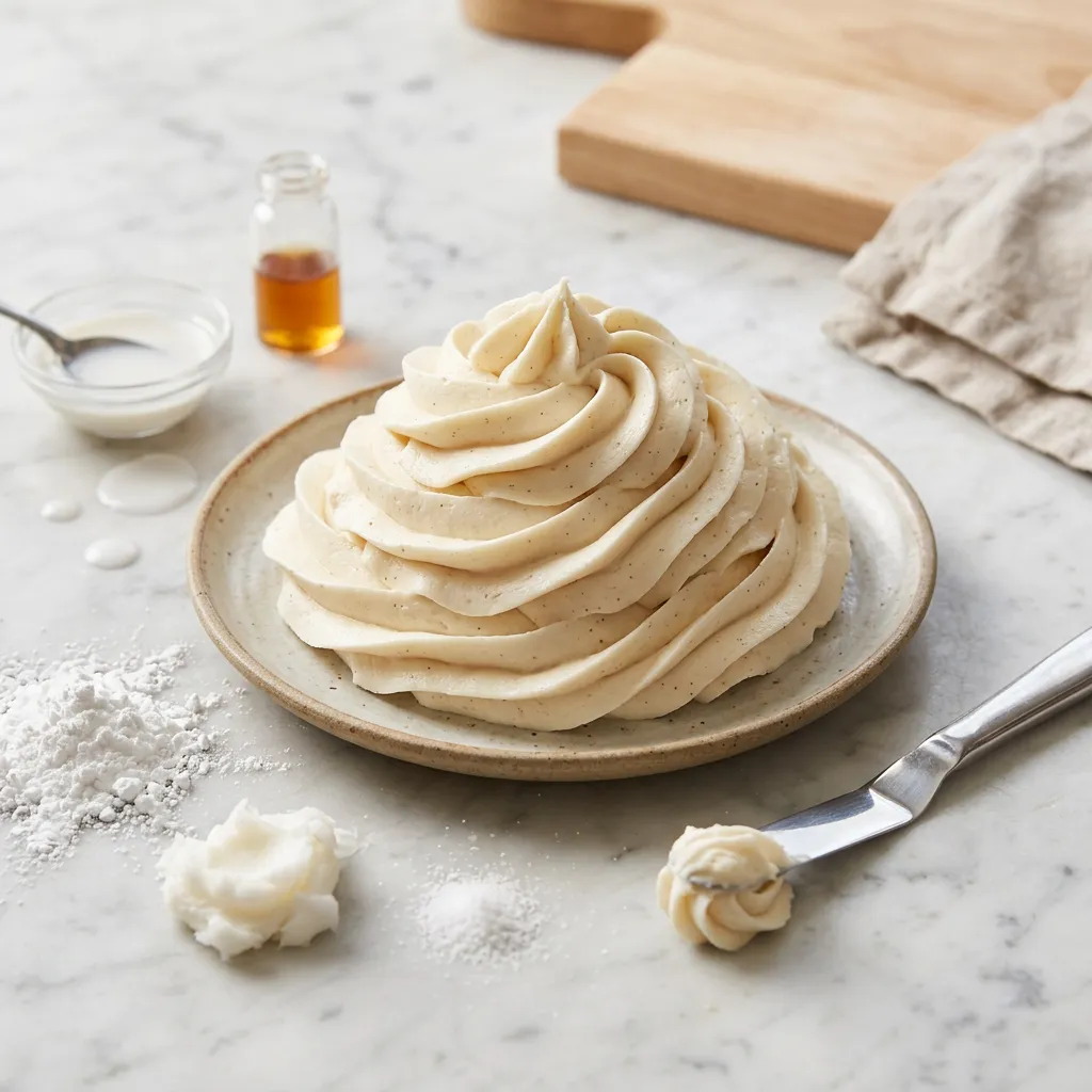 Finished Gluten-Free and Dairy-Free Vanilla Frosting dish