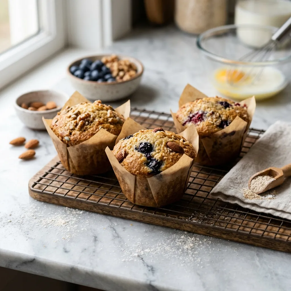 Gluten-Free and Sugar-Free Brown Rice Flour Muffins