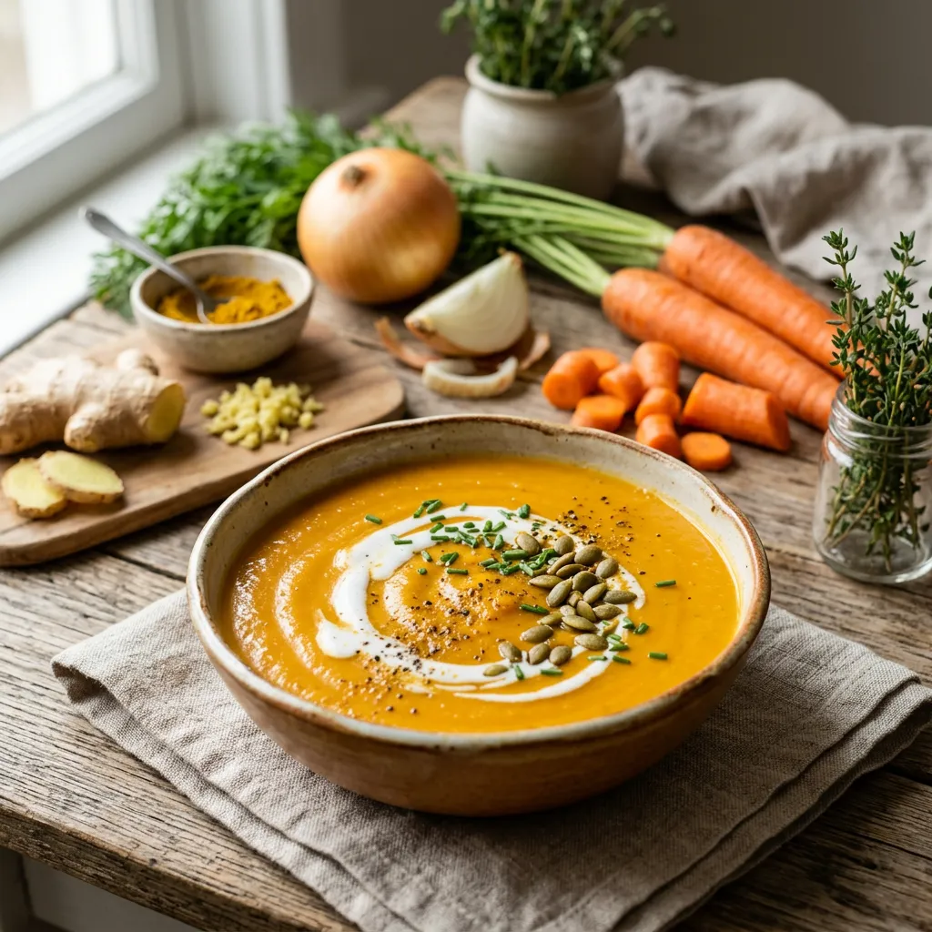 Gluten-Free Creamy Vegan Carrot Soup With Coconut