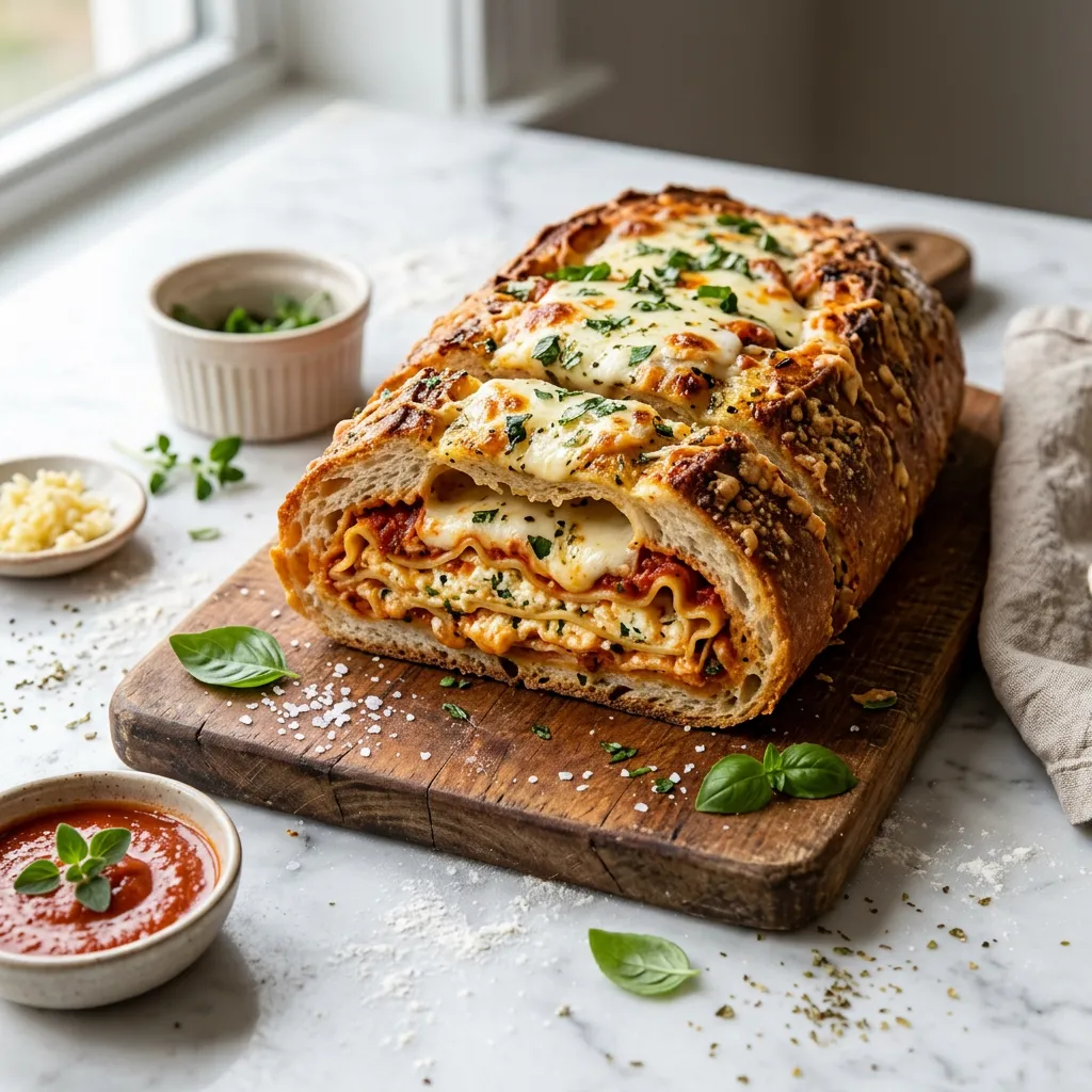 Gourmet Lasagna-Stuffed Garlic Bread