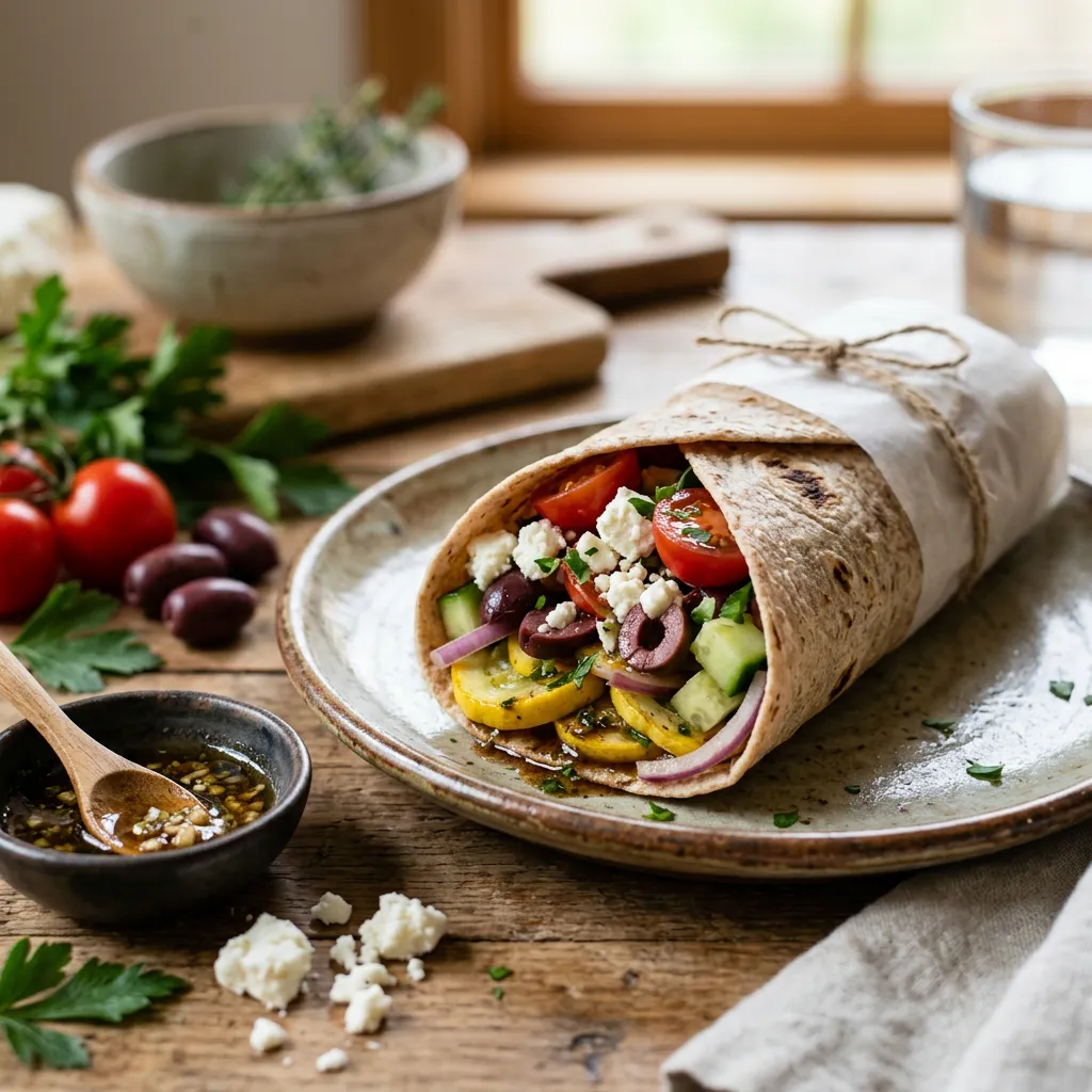Greek-Inspired Vegetable and Feta Wrap