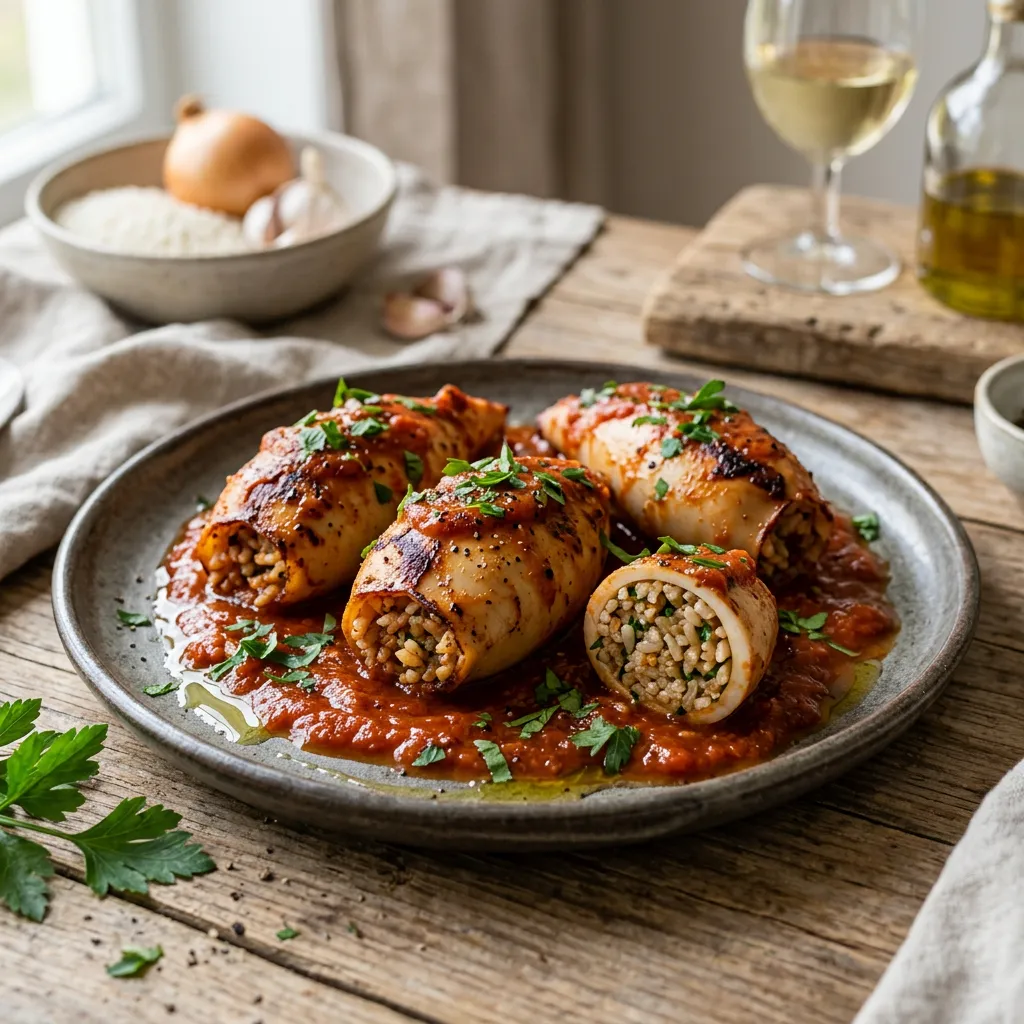 Greek Kalamaria Yemista: Stuffed Squid